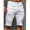 imageVerdusa Mens Straight Leg Ripped Raw Trim Denim Shorts Slim Fit Stretch Jean ShortsWhite