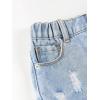 imageVerdusa Toddler Girls Ripped Roll Up Hem Denim Shorts Elastic Waist Straight Leg ShortsLight Wash