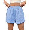 imageVerdusa Womens Boxers Ruffle Shorts Casual High Waisted Pajama Lounge BottomsBlue