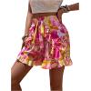imageVerdusa Womens Floral Print Ruffle Trim Tie Front Shorts Elastic Waist Summer Boho ShortMulticolor