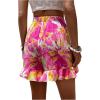 imageVerdusa Womens Floral Print Ruffle Trim Tie Front Shorts Elastic Waist Summer Boho ShortMulticolor