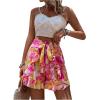 imageVerdusa Womens Floral Print Ruffle Trim Tie Front Shorts Elastic Waist Summer Boho ShortMulticolor