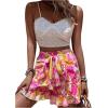 imageVerdusa Womens Floral Print Ruffle Trim Tie Front Shorts Elastic Waist Summer Boho ShortMulticolor