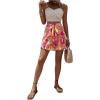 imageVerdusa Womens Floral Print Ruffle Trim Tie Front Shorts Elastic Waist Summer Boho ShortMulticolor