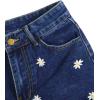 imageVerdusa Womens Flower Embroidery High Waist Roll Up Denim ShortsBlue Floral