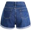 imageVerdusa Womens Flower Embroidery High Waist Roll Up Denim ShortsBlue Floral