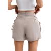 imageVerdusa Womens High Waist Criss Cross Tie Side Straight Leg Casual ShortsKhaki