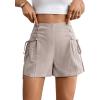 imageVerdusa Womens High Waist Criss Cross Tie Side Straight Leg Casual ShortsKhaki