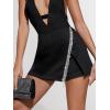 imageVerdusa Womens Rhinestone Fringe Trim High Waist Asymmetrical Shorts SkortsBlack
