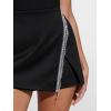 imageVerdusa Womens Rhinestone Fringe Trim High Waist Asymmetrical Shorts SkortsBlack