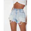imageVerdusa Womens Rhinestone Pearl Beaded Frayed Raw Hem Denim Shorts