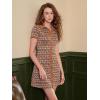 imageVerdusa Womens Short Sleeve Collar A Line Button Up Short Shirt DressBrown Geo