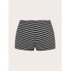 imageVerdusa Womens Stripe Print Summer Casual Skinny ShortsBlack and White