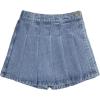imageVerdusa Girls Pleated Button Front Denim Shorts Elastic Waist Jean SkortBlue