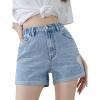 imageVerdusa Girls Roll Up Hem Elastic Waist Ripped Denim Shorts Cuffed Jean ShortsLight Wash