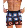 imageVerdusa Mens Colorblock Hollow Out Drawstring Waist Knit Crochet Shorts