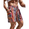 imageVerdusa Mens Elastic Waist Striped Summer Shorts with PocketsMulticolor