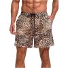 imageVerdusa Mens Leopard Print Drawstring Waist Swim Trunks Beach ShortsBrown Cheetah