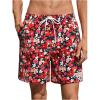 imageVerdusa Mens Leopard Print Drawstring Waist Swim Trunks Beach ShortsRed