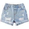 imageVerdusa Toddler Girls Ripped Roll Up Hem Denim Shorts Elastic Waist Straight Leg ShortsLight Wash