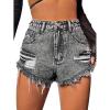 imageVerdusa Womens Casual Ripped Raw Hem Denim Shorts Distressed Jean ShortsGrey