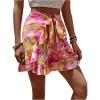 imageVerdusa Womens Floral Print Ruffle Trim Tie Front Shorts Elastic Waist Summer Boho ShortMulticolor