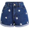 imageVerdusa Womens Flower Embroidery High Waist Roll Up Denim ShortsBlue Floral