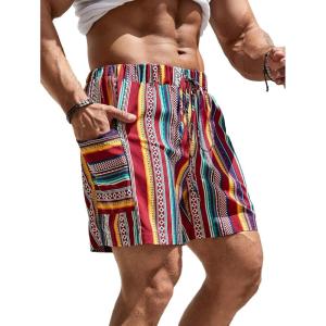 imageVerdusa Mens Elastic Waist Striped Summer Shorts with PocketsMulticolor