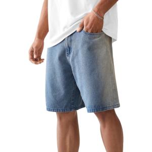 imageVerdusa Mens Straight Leg Denim Shorts Casual Jean Shorts with PocketsDark Wash