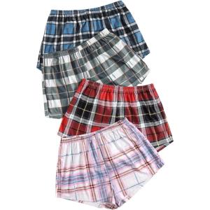 imageVerdusa Womens Elastic Waist Pajama Bottom Sleepwear Lounge ShortBlue Green Red Pink