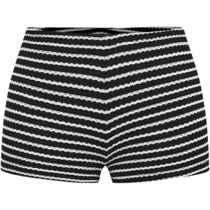 imageVerdusa Womens Stripe Print Summer Casual Skinny ShortsBlack and White