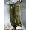 imageVerdusa Mens Baggy Cargo Pants Drawstring Elastic Waist Flap Pockets Loose PantsArmy Green