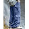 imageVerdusa Mens Baggy Cargo Pants Drawstring Elastic Waist Flap Pockets Loose PantsBlue