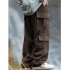 imageVerdusa Mens Baggy Cargo Pants Drawstring Elastic Waist Flap Pockets Loose PantsCoffee Brown