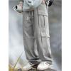 imageVerdusa Mens Baggy Cargo Pants Drawstring Elastic Waist Flap Pockets Loose PantsLight Grey