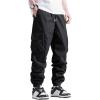 imageVerdusa Mens Cargo Pants Elastic Wasit Workout Joggers Tactical Pro Club Sweat Bottoms with PocketsBlack