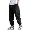imageVerdusa Mens Cargo Pants Elastic Wasit Workout Joggers Tactical Pro Club Sweat Bottoms with PocketsBlack