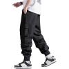 imageVerdusa Mens Cargo Pants Elastic Wasit Workout Joggers Tactical Pro Club Sweat Bottoms with PocketsBlack