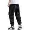 imageVerdusa Mens Cargo Pants Elastic Wasit Workout Joggers Tactical Pro Club Sweat Bottoms with PocketsBlack