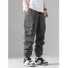 imageVerdusa Mens Cargo Pants Elastic Wasit Workout Joggers Tactical Pro Club Sweat Bottoms with PocketsGrey