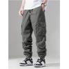 imageVerdusa Mens Cargo Pants Elastic Wasit Workout Joggers Tactical Pro Club Sweat Bottoms with PocketsGrey