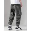 imageVerdusa Mens Cargo Pants Elastic Wasit Workout Joggers Tactical Pro Club Sweat Bottoms with PocketsGrey