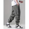 imageVerdusa Mens Cargo Pants Elastic Wasit Workout Joggers Tactical Pro Club Sweat Bottoms with PocketsGrey