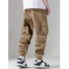 imageVerdusa Mens Cargo Pants Elastic Wasit Workout Joggers Tactical Pro Club Sweat Bottoms with PocketsKhaki