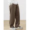 imageVerdusa Mens Elastic Waist Letter Patched Straight Leg Streetwear Long PantsBrown