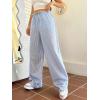imageVerdusa Stiped High Waist Pants for Women Loose Lounge Straight Leg Trousers with PocketBlue