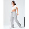 imageVerdusa Stiped High Waist Pants for Women Loose Lounge Straight Leg Trousers with PocketGrey