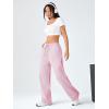 imageVerdusa Stiped High Waist Pants for Women Loose Lounge Straight Leg Trousers with PocketPink