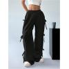 imageVerdusa Womens Bow Wide Leg Sweatpants Elastic Waist Casual Baggy Pants with PocketBlack
