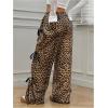 imageVerdusa Womens Bow Wide Leg Sweatpants Elastic Waist Casual Baggy Pants with PocketBrown